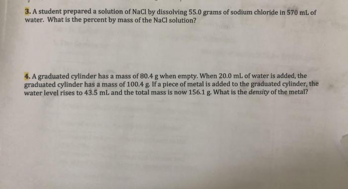 Massing out 120 grams of sodium chloride