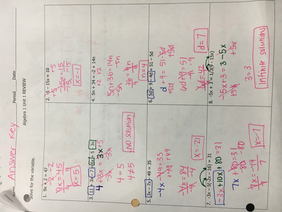 Unit equations and inequalities homework 1