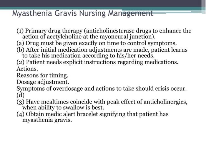 Nursing management of myasthenia gravis