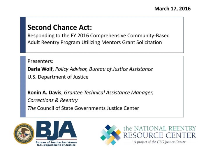 Second chance act community-based reentry program