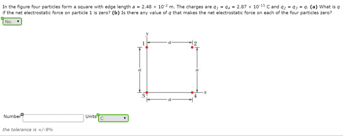 In the figure the four particles form a square