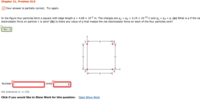 In the figure the four particles form a square